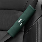 2pcs 21cm Toyota Logo Suede Car Seat Safety Belt Pads Shoulder Protection Cover
