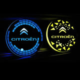 2pcs Citroen Logo Car Water Coasters 7-color LED Light Cup Mat Holder