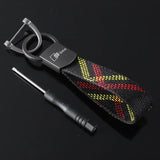 Audi RS Sline Car Logo Oxford Webbing Keychain Key Ring Chain Pendant