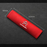 2pcs 21cm Citroen Logo Suede Car Seat Safety Belt Pads Shoulder Protection Cover