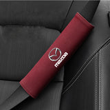 2pcs 21cm Mazda Logo Suede Car Seat Safety Belt Pads Shoulder Protection Cover