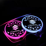2pcs Suzuki Logo Car Water Coasters 7-color LED Light Cup Mat Holder