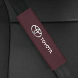 2pcs 21.5cm Toyota Logo Suede Car Seat Safety Belt Pads Shoulder Protection Cover
