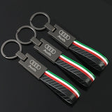 Audi Car Logo Leather Keychain Pendant Key Ring Holder