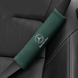 2pcs 21x6cm Mercedes Benz Suede Car Seat Safety Belt Pads Shoulder Protection Cover