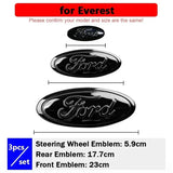 3pcs Stainless Steel Car Steering Wheel Sticker Auto Front Head Decal Rear Emblem Badge for Ford Focus Edge STline Territory Mondeo TAURUS Escort Everest Decoration