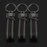 Audi Car Logo Leather Keychain Keyring Key Holder Pendant