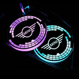 2pcs MINI Cooper Logo Car Water Coasters 7-color LED Light Cup Mat Holder