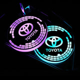 2pcs Toyota Logo Car Water Coasters 7-color LED Light Cup Mat Holder