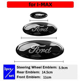 3pcs Stainless Steel Car Steering Wheel Sticker Auto Front Head Decal Rear Emblem Badge for Ford Edge L Ranger T8 T9 Explorer Tourneo Transit Fiesta MK4.5 EVOS Equator