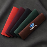 2pcs 21cm Subaru Logo Suede Car Seat Safety Belt Pads Shoulder Protection Cover