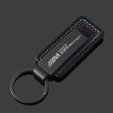 BMW M Power Car Logo Carbon Leather Metal Keyring