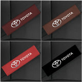2pcs 21.5cm Toyota Logo Suede Car Seat Safety Belt Pads Shoulder Protection Cover