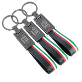 Audi Car Logo Leather Keychain Pendant Key Ring Holder