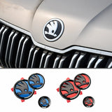 4pcs Skoda ABS Car Front Hood Emblem Rear Badge Sticker Steering Wheel Decal