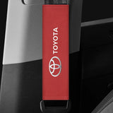 2pcs 21.5cm Toyota Logo Suede Car Seat Safety Belt Pads Shoulder Protection Cover