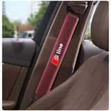 2pcs 33cm Audi Sline Logo Suede Car Seat Safety Belt Pads Shoulder Protection Cover