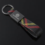 Volkswagen VW R Logo Oxford Webbing Car Keychain Pendant Key Chain Holder