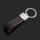 Mercedes Benz AMG Logo Metal Car Keychain Carbon Leather Keyring Pendant