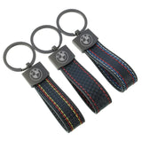 BMW Car Logo Metal Leather Keychain Key Ring Holder Pendant