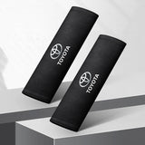 2pcs 21cm Toyota Logo Suede Car Seat Safety Belt Pads Shoulder Protection Cover