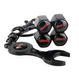 4pcs/set GMC Logo Car Air Valve Stem Cap Auto Tyre Valve Covers with Wrench