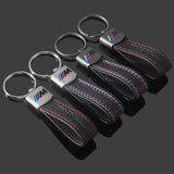 BMW M Power Car Logo Metal Leather Keyring Pendant Key Ring Keychain