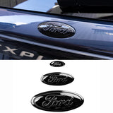 3pcs Stainless Steel Car Steering Wheel Sticker Auto Front Head Decal Rear Emblem Badge for Ford Edge Escape ST Line Explorer Territory Mondeo TAURUS Focus