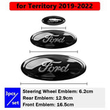 3pcs Stainless Steel Car Steering Wheel Sticker Auto Front Head Decal Rear Emblem Badge for Ford Everest Taurus Escort Territory Mondeo Edge Escape ST Line Explorer