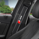 2pcs 33cm Audi Sline Logo Suede Car Seat Safety Belt Pads Shoulder Protection Cover