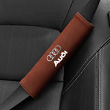 2pcs 21x6cm Audi Sline Logo Suede Car Seat Safety Belt Pads Shoulder Protection Cover