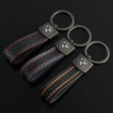 BMW Car Logo Metal Leather Keychain Key Ring Holder Pendant