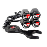 4pcs/set Toyota GR Logo Car Air Valve Stem Cap Auto Tyre Valve Covers with Wrench