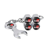 4pcs/set Toyota GR Logo Car Air Valve Stem Cap Auto Tyre Valve Covers with Wrench