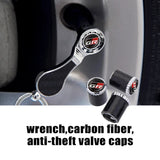4pcs/set Toyota GR Logo Carbon Fiber Car Air Valve Stem Caps Auto Tyre Valve Covers with Wrench