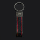 Audi Carbon Leather Metal Car Keyring