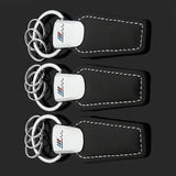 BMW M Power Car Logo Leather Keychain Key Ring Pendant
