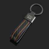 Audi Carbon Leather Metal Car Keychain