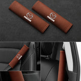 2pcs 21cm Mazda Logo Suede Car Seat Safety Belt Pads Shoulder Protection Cover