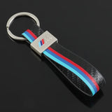 BMW M Power Metal Leather Car Keychain Pendant Auto Key Chain Holder