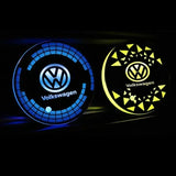 2pcs Volkswagen VW Logo Car Water Coasters 7-color LED Light Cup Mat Holder