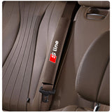 2pcs 33cm Audi Sline Logo Suede Car Seat Safety Belt Pads Shoulder Protection Cover