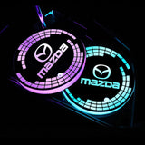 2pcs Mazda Logo Car Water Coasters 7-color LED Light Cup Mat Holder