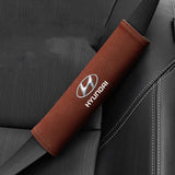 2pcs 21x6cm Hyundai Logo Suede Car Seat Safety Belt Pads Shoulder Protection Cover
