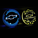 2pcs Chevrolet Logo Car Water Coasters 7-color LED Light Cup Mat Holder