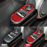 2pcs Carbon Fiber Car Window Lifting Key Panel Decorative Stickers Cover for Mini Cooper