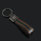 Audi Carbon Leather Metal Car Keychain