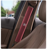 2pcs 33cm Skoda Logo Suede Car Seat Safety Belt Pads Shoulder Protection Cover
