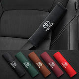 2pcs 21cm Toyota Logo Suede Car Seat Safety Belt Pads Shoulder Protection Cover