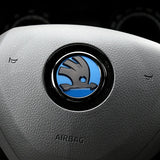 80/90mm ABS Skoda Car Front Hood Emblem Rear Badge Sticker Steering Wheel Decal